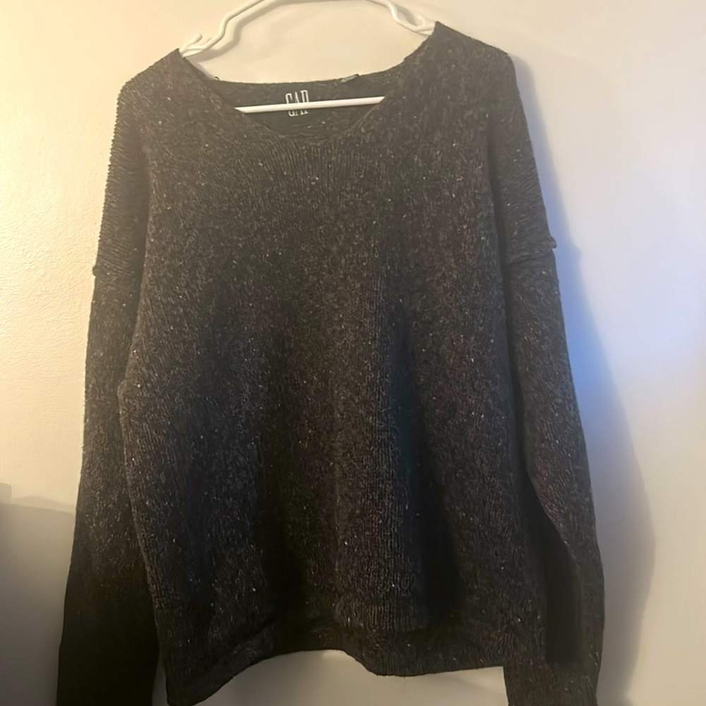Gap wool cotton blend sweater over sized  size medium gray white specks vintage